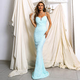 Evening Dress for Banquet Annual Meeting Host Party Strap Fishtail Sequ Dress Prom Formal Gown